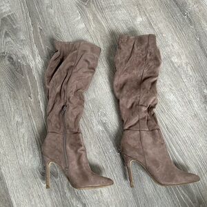 Charles David Suede Taupe Heeled Boots